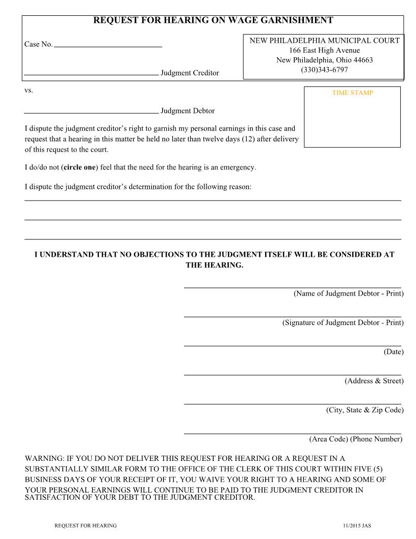 Request For Hearing | Pdf Fpdf Doc Docx | Ohio