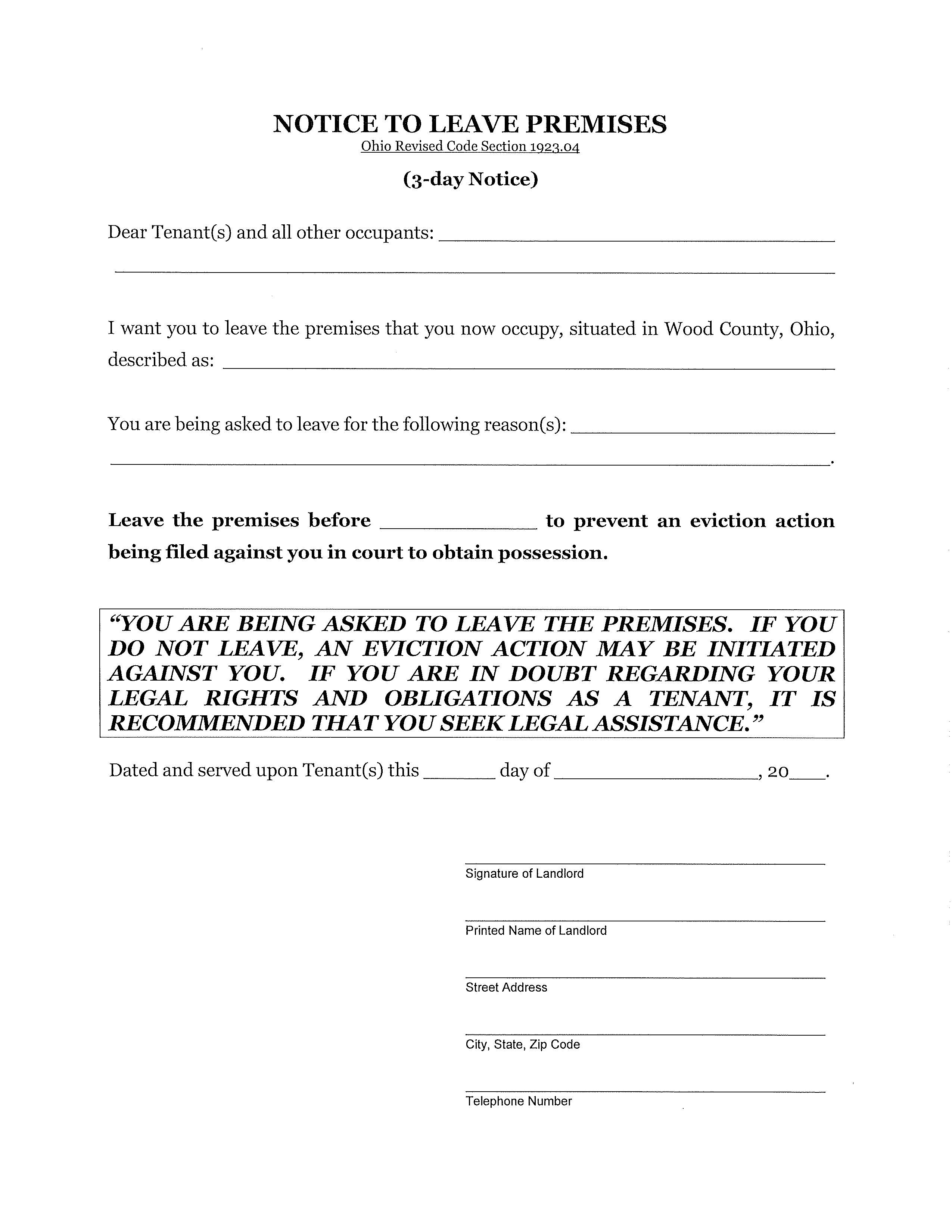 Agreed Entry To Vacate Premises | Pdf Fpdf Doc Docx | Ohio