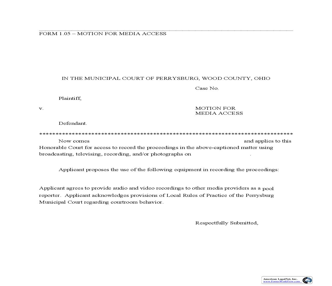 Motion For Media Access | Pdf Fpdf Doc Docx | Ohio