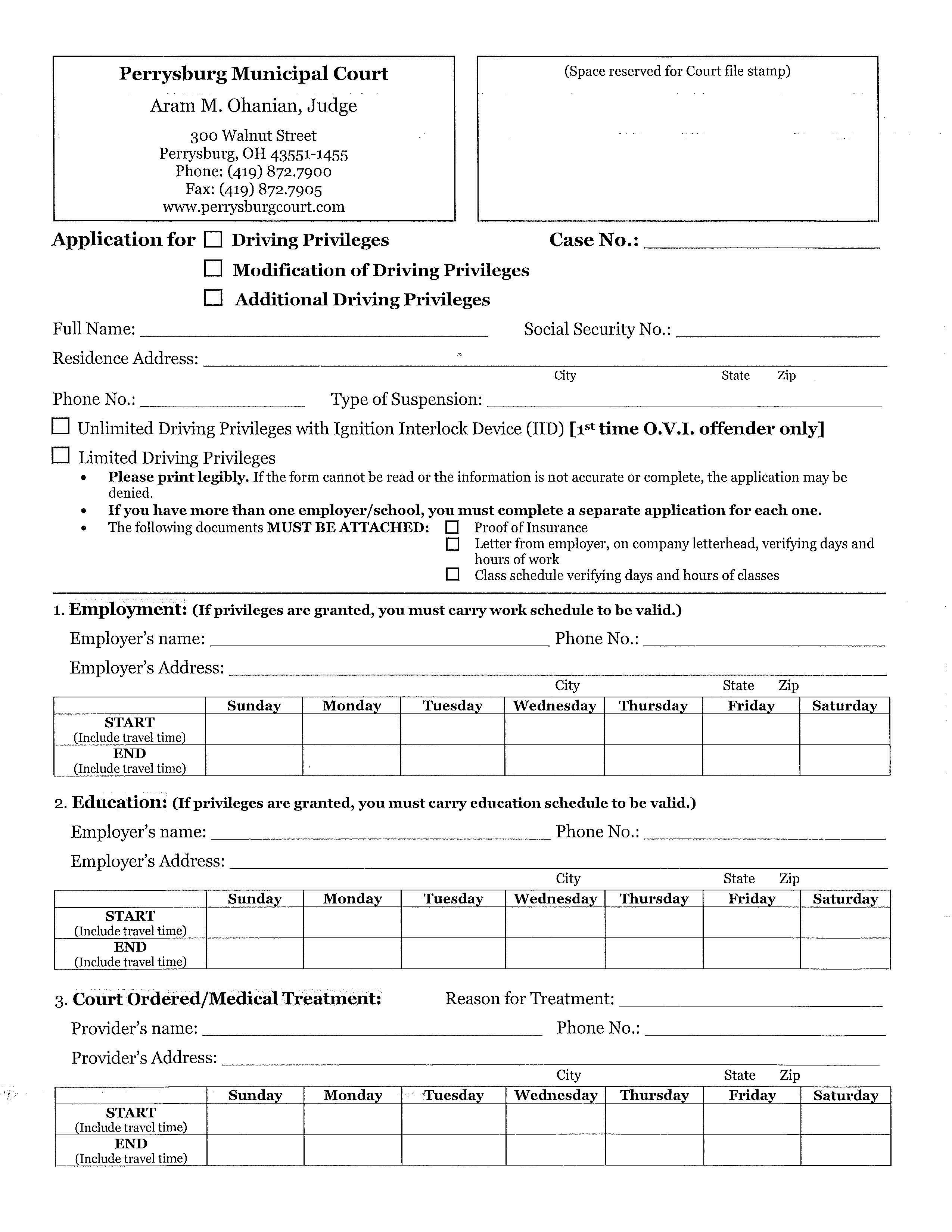 Petition For Limited Driving Privileges | Pdf Fpdf Doc Docx | Ohio