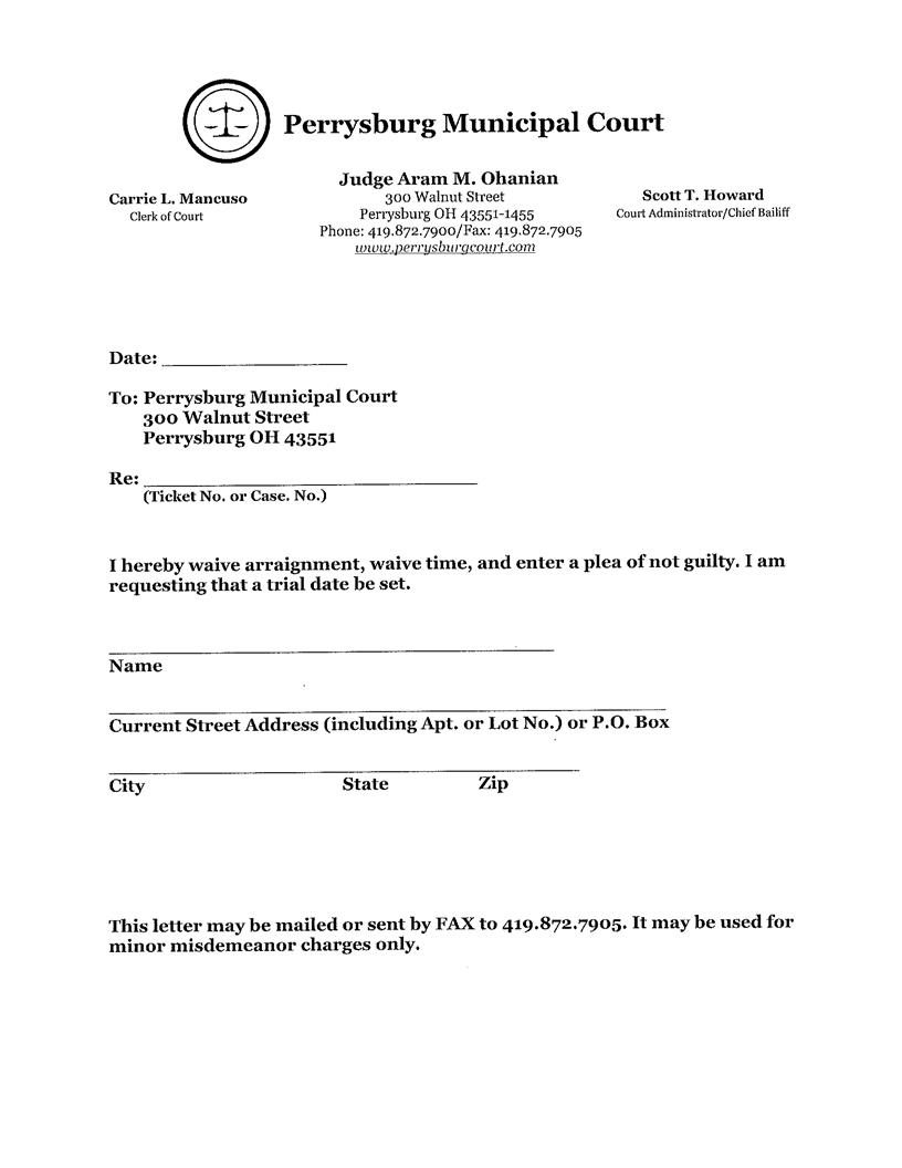 Request For Continuance (Minor Misdemeanor Only) | Pdf Fpdf Doc Docx | Ohio