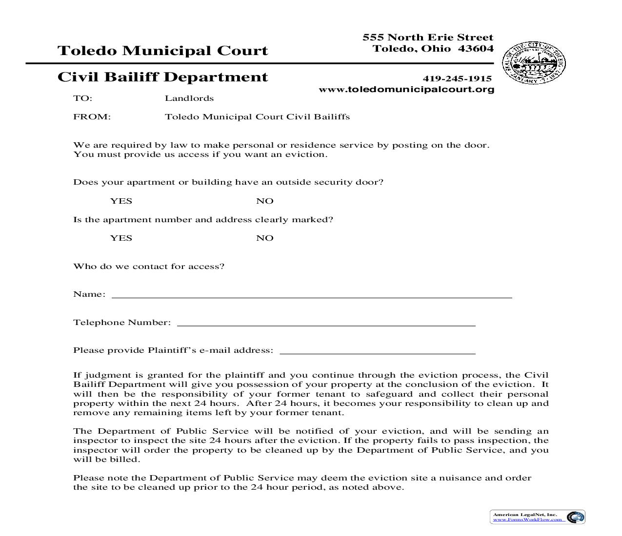 Landlord Tenant Hearing Notice | Pdf Fpdf Doc Docx | Ohio