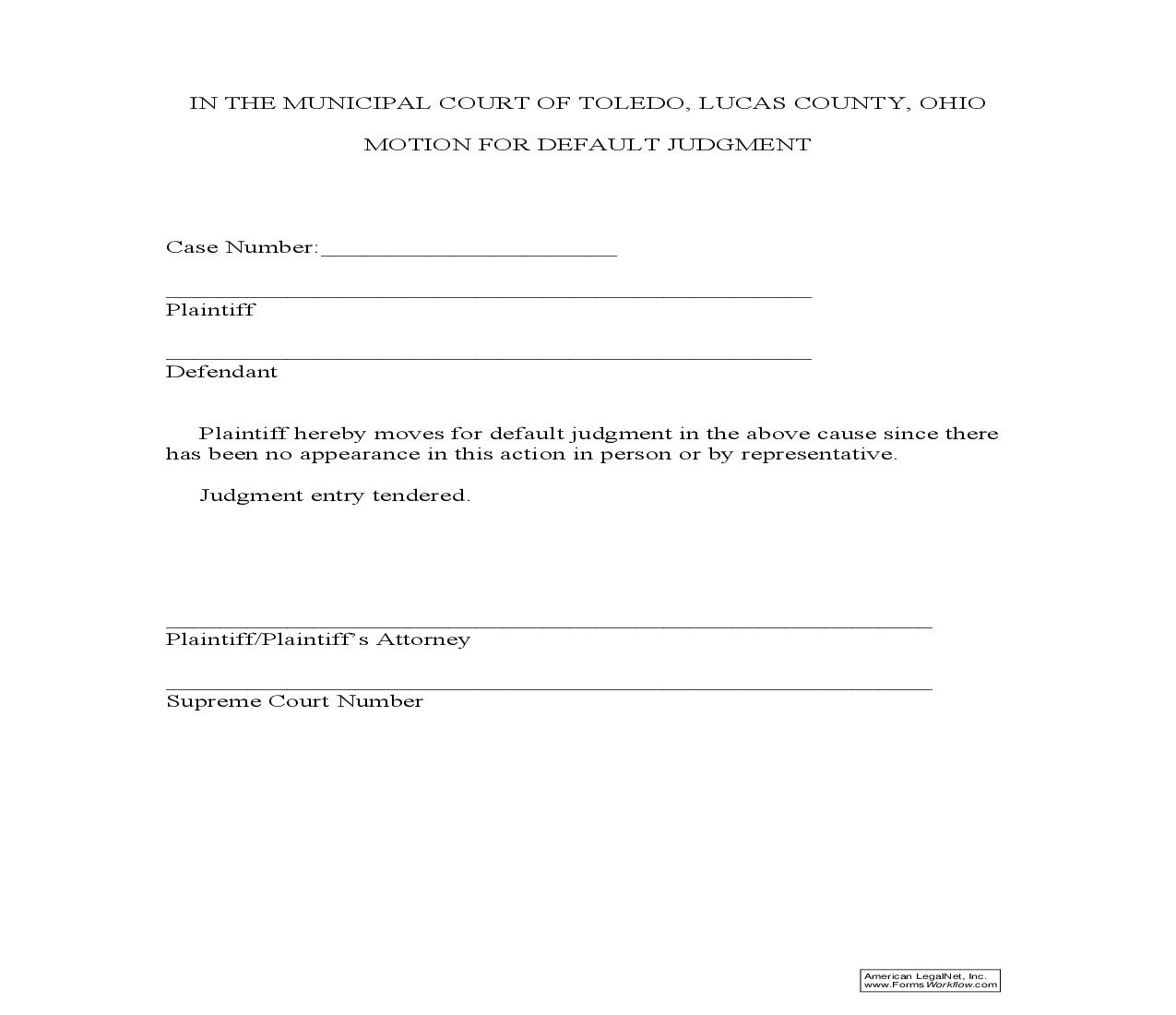 Motion For Default Judgment | Pdf Fpdf Doc Docx | Ohio