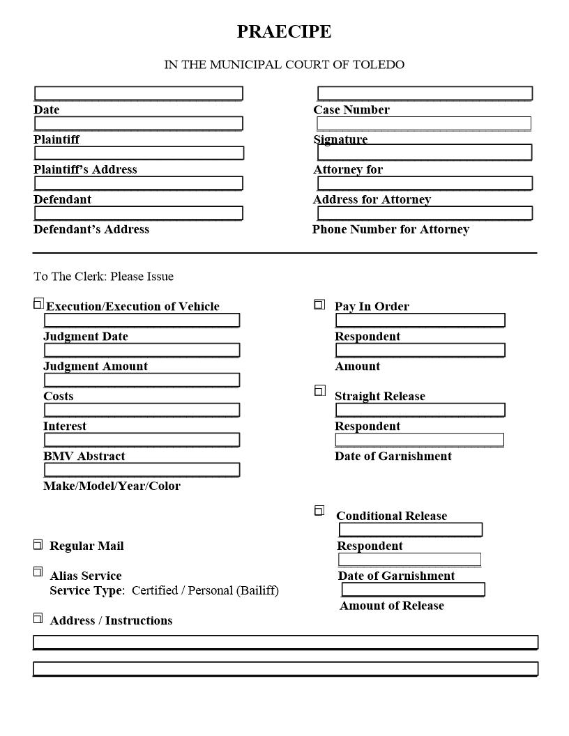 Preacipe {1} | Pdf Fpdf Doc Docx | Ohio