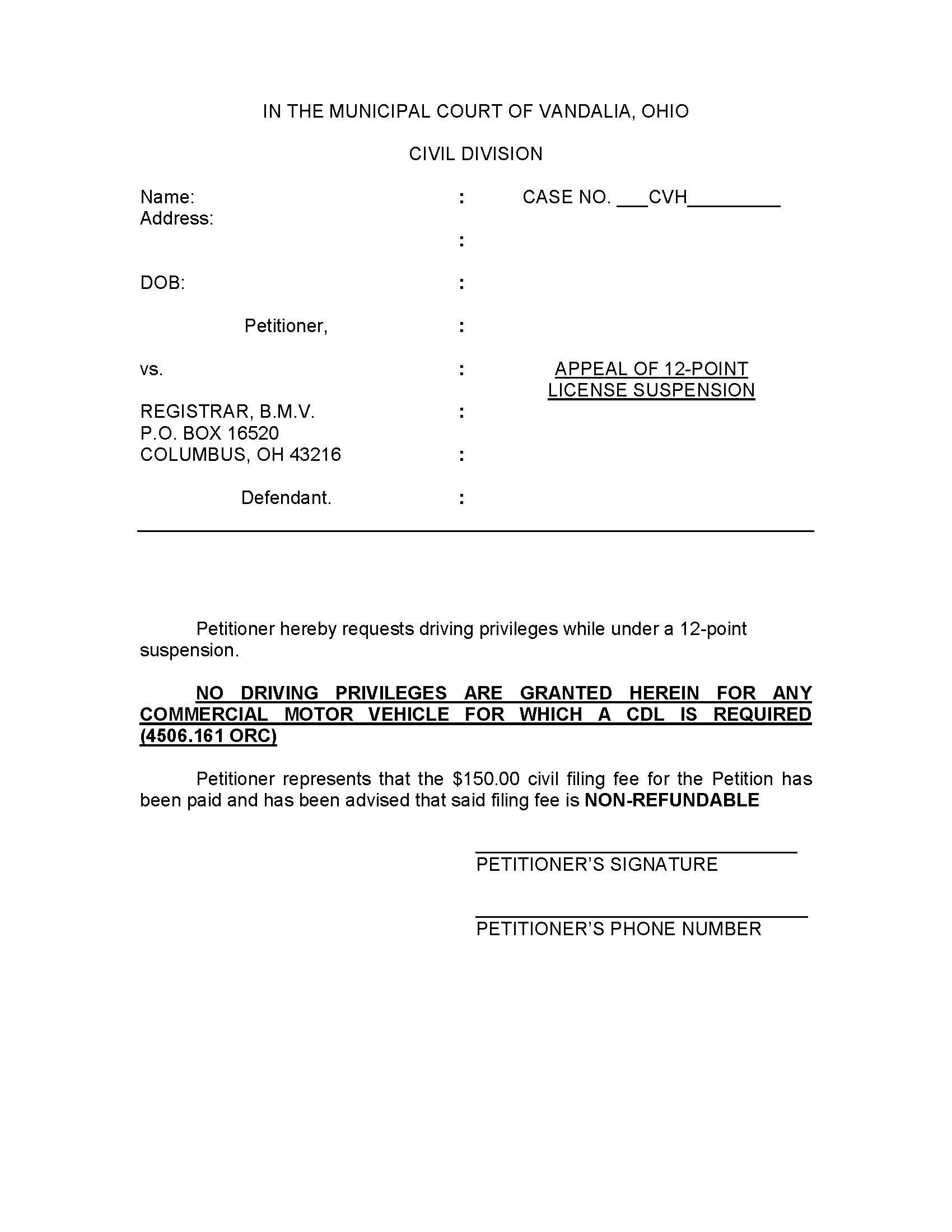 Appeal Of 12 Point License Suspension | Pdf Fpdf Doc Docx | Ohio