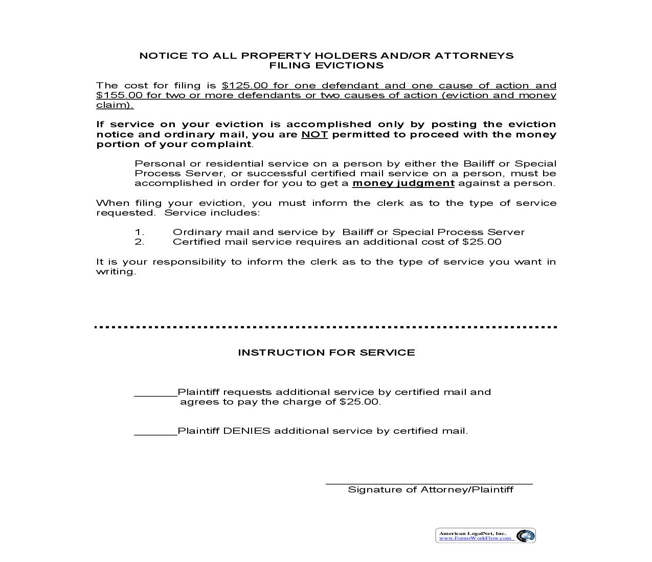 Notice To All Property Holders And Or Attorneys Filing Evictions | Pdf Fpdf Doc Docx | Ohio