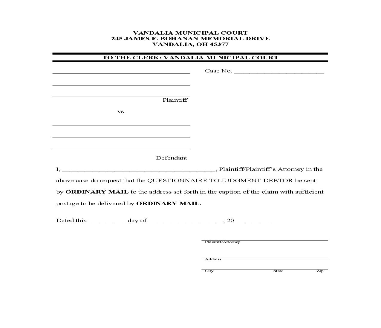 Request For Questionnaire | Pdf Fpdf Doc Docx | Ohio