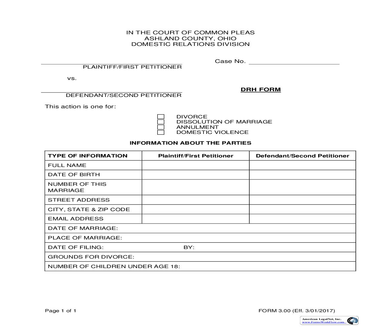 DRH Form {3.00} | Pdf Fpdf Doc Docx | Ohio