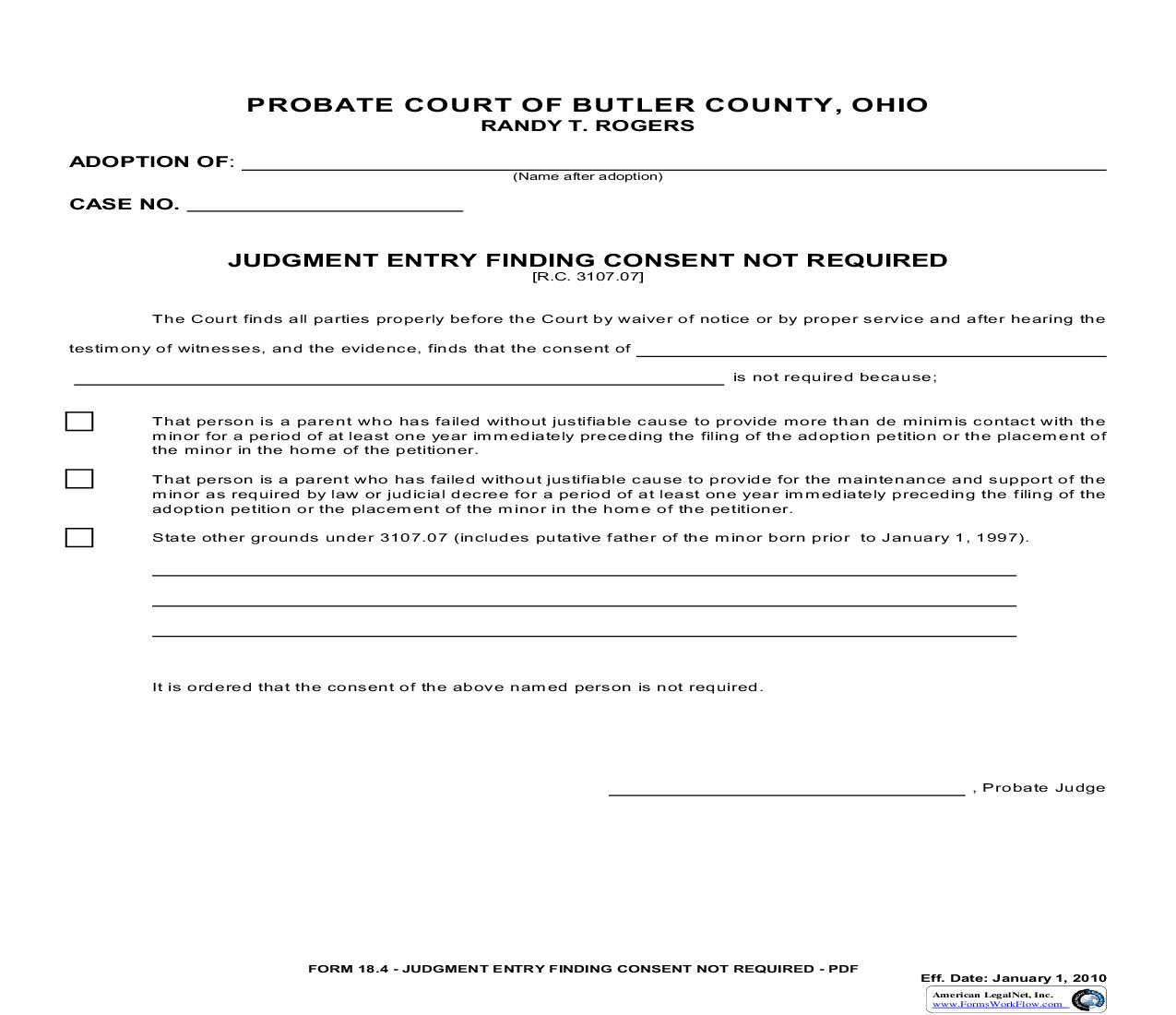 Judgment Entry Finding Consent Not Required {18.4} | Pdf Fpdf Doc Docx | Ohio