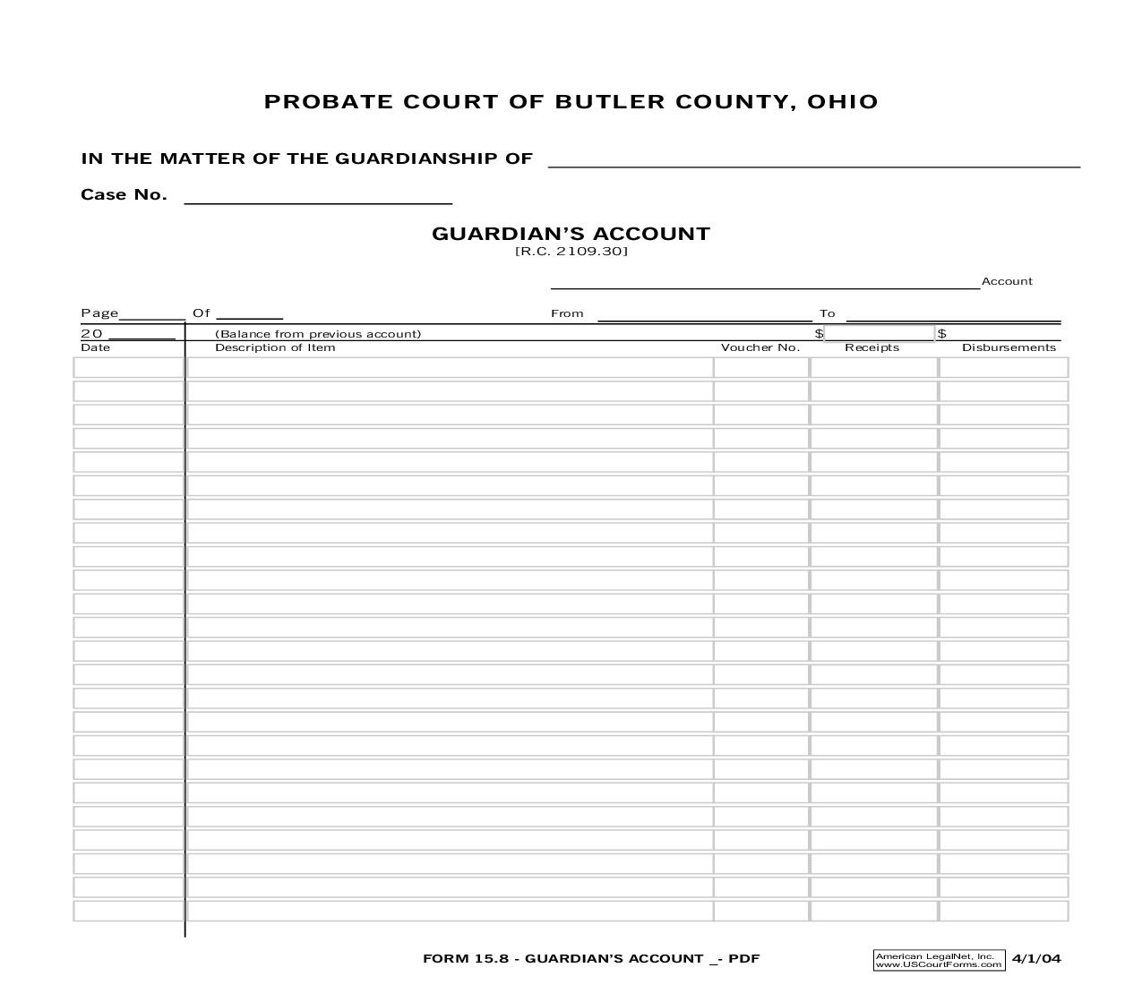 Guardians Account {15.8} | Pdf Fpdf Doc Docx | Ohio
