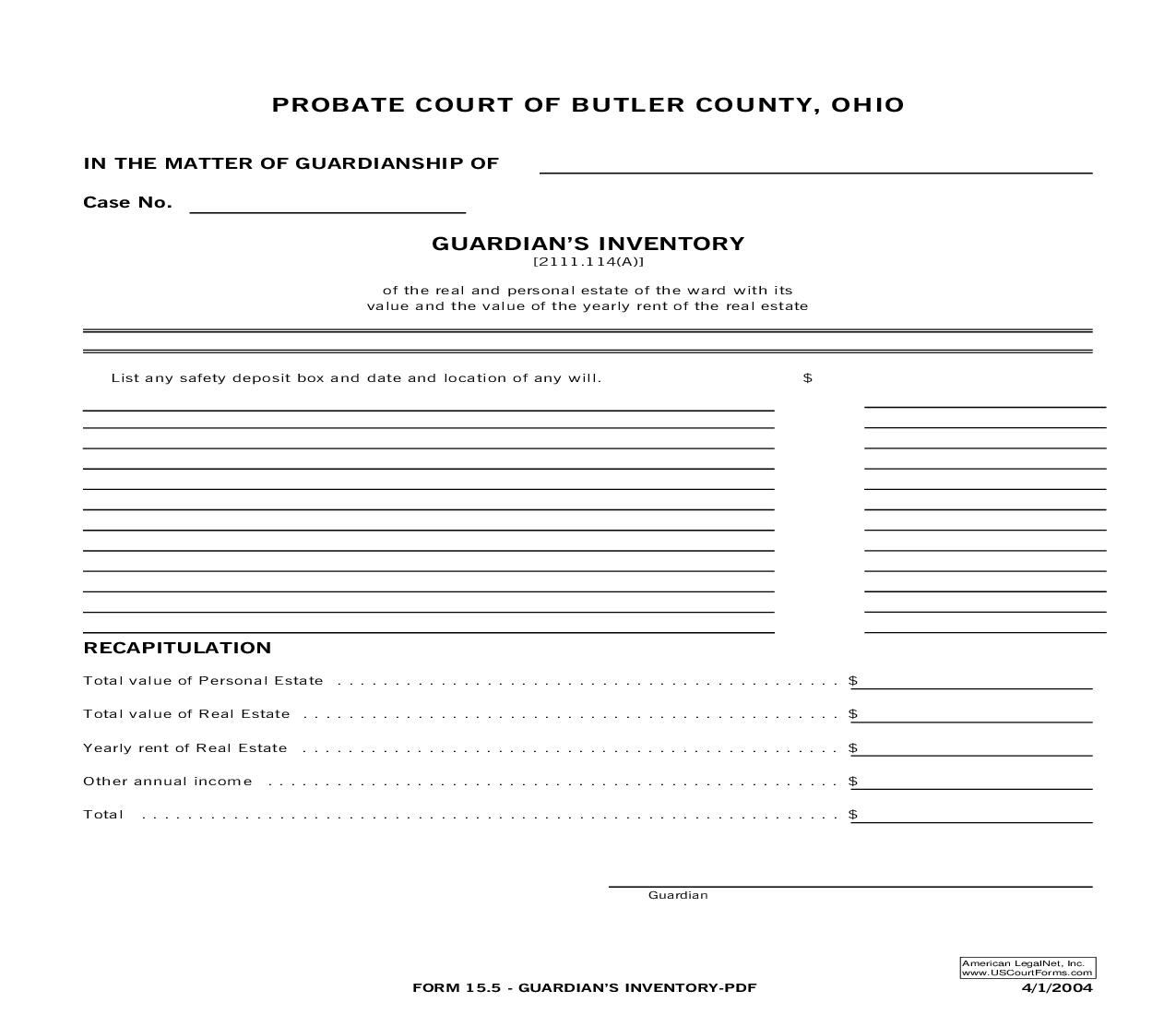 Guardians Inventory {15.5} | Pdf Fpdf Doc Docx | Ohio