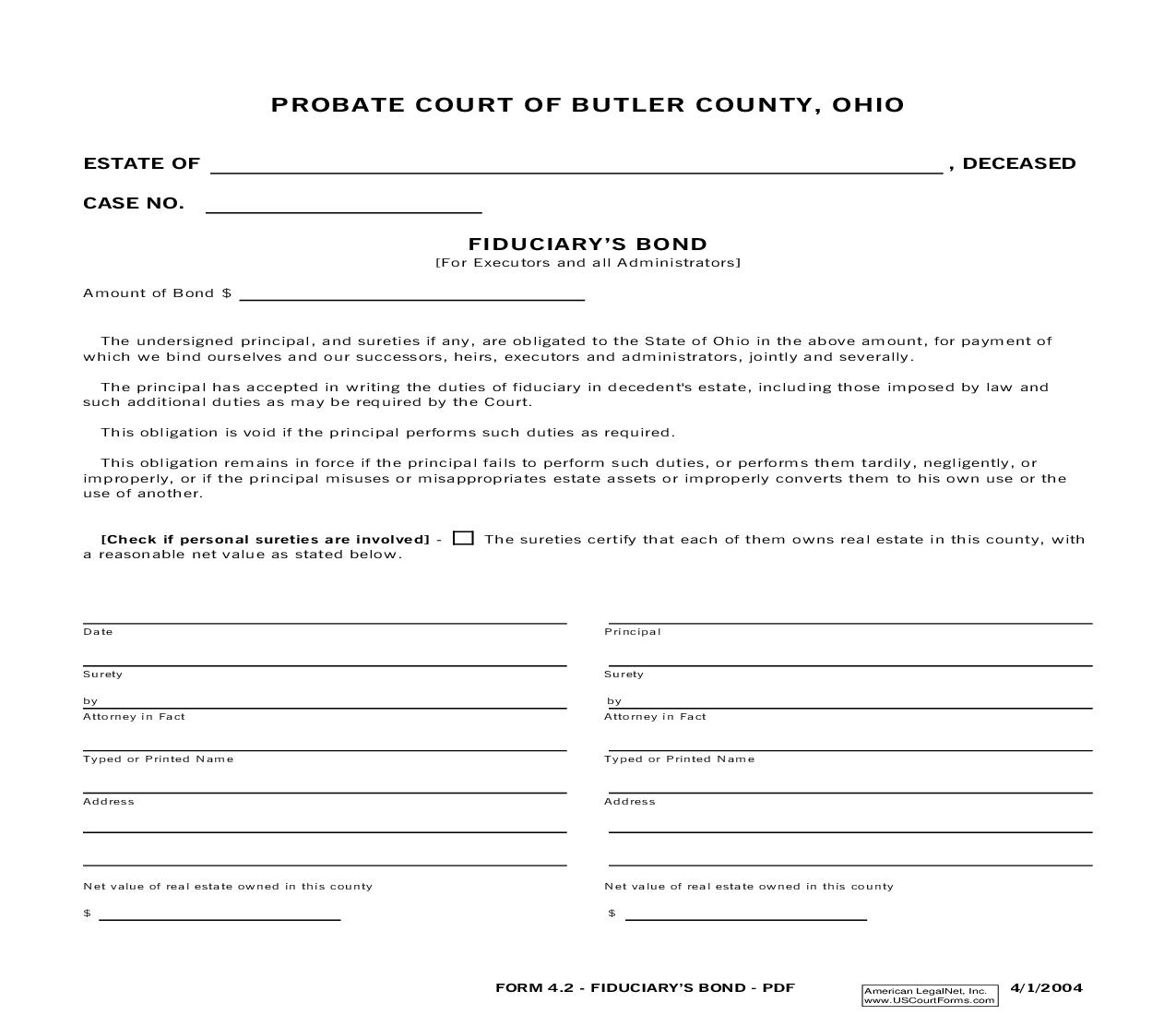 Fiduciarys Bond {4.2} | Pdf Fpdf Doc Docx | Ohio