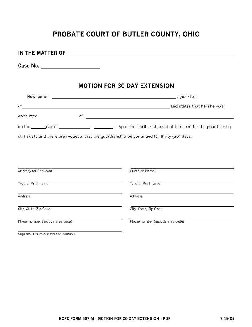 Motion For 30 Day Extension {507} | Pdf Fpdf Doc Docx | Ohio