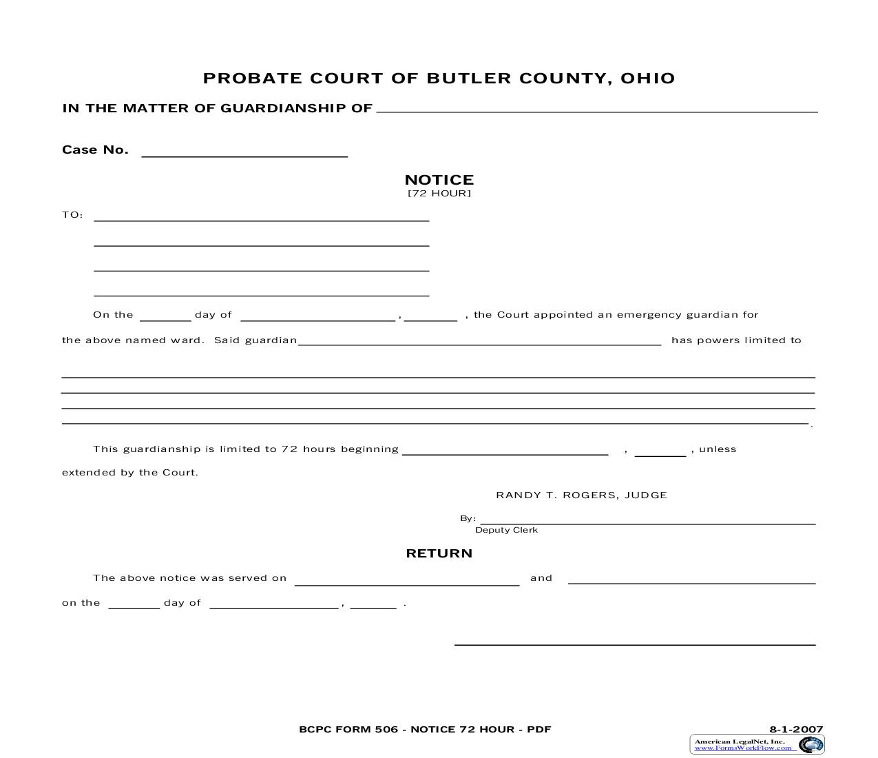 Notice 72 Hour {506} | Pdf Fpdf Doc Docx | Ohio
