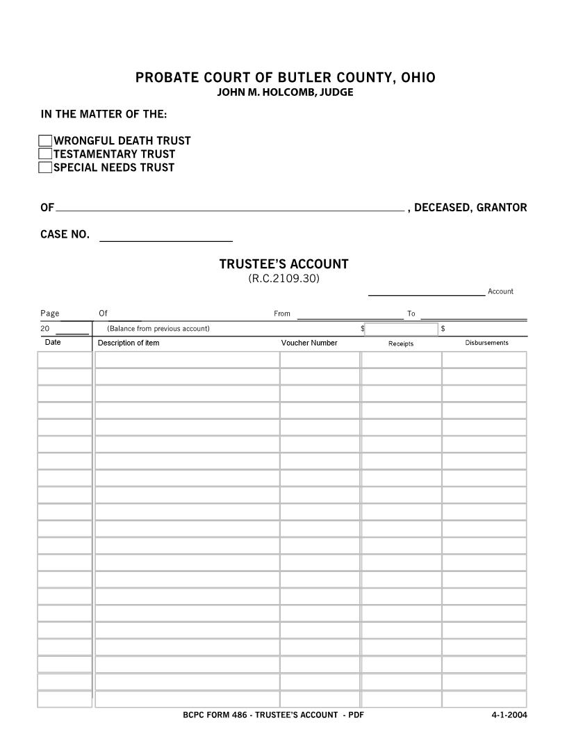 Trustees Account {486} | Pdf Fpdf Doc Docx | Ohio