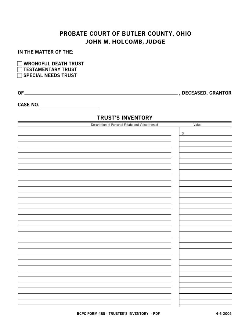 Trustees Inventory {485} | Pdf Fpdf Doc Docx | Ohio