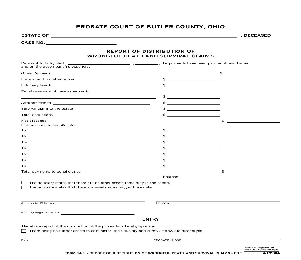 Report Of Distribution {14.3} | Pdf Fpdf Doc Docx | Ohio