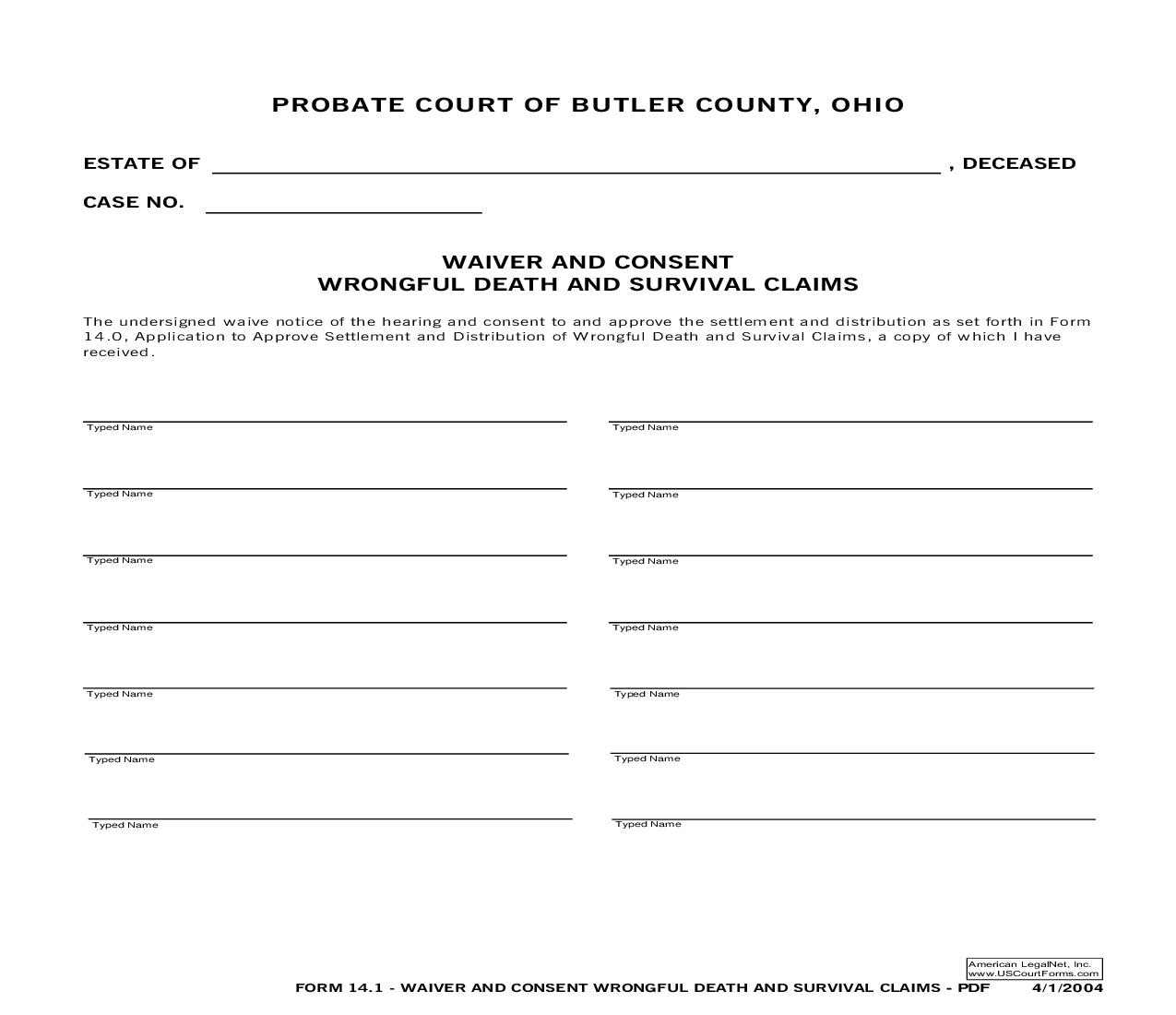 Waiver And Consent {14.1} | Pdf Fpdf Doc Docx | Ohio