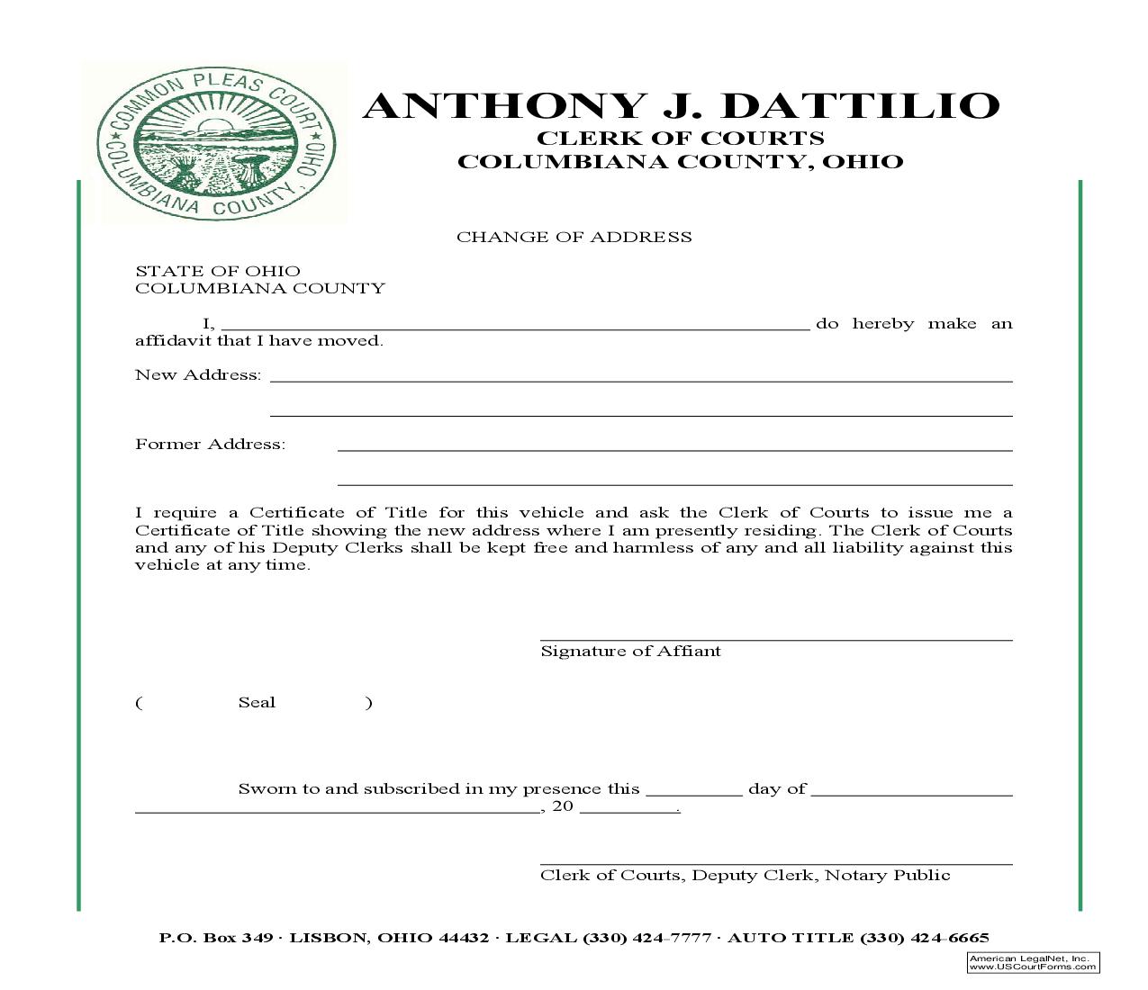 Change Of Address | Pdf Fpdf Doc Docx | Ohio