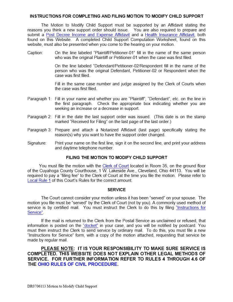 Motion To Modify Child Support | Pdf Fpdf Doc Docx | Ohio