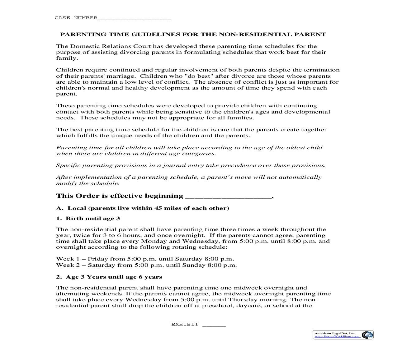 Parenting Time Guidelines For Non Residential Parent | Pdf Fpdf Doc Docx | Ohio
