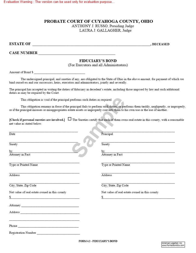 Fiduciarys Bond {4.2} | Pdf Fpdf Doc Docx | Ohio