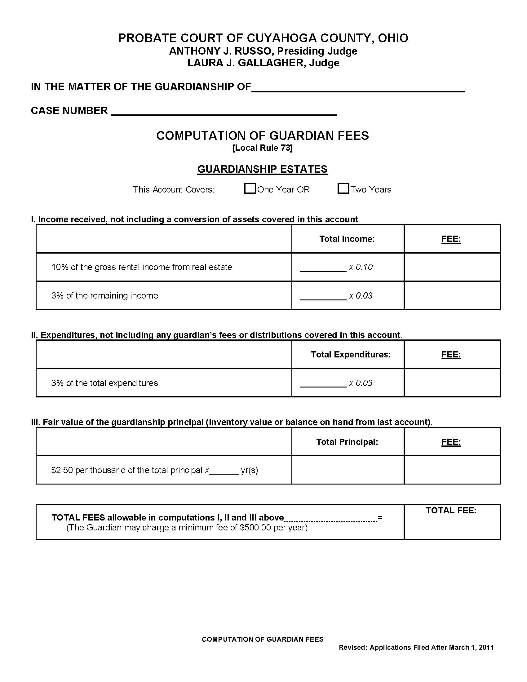 Computation Of Guardian Fees | Pdf Fpdf Doc Docx | Ohio