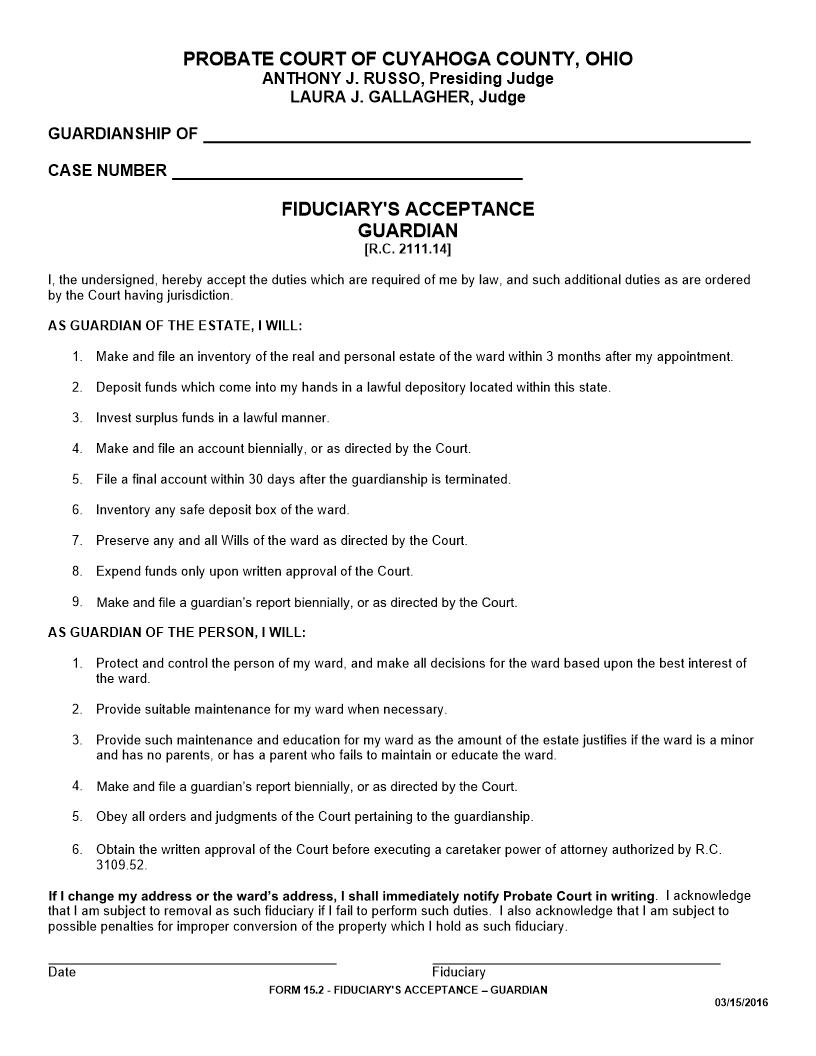 Fiduciarys Acceptance Guardian | Pdf Fpdf Doc Docx | Ohio