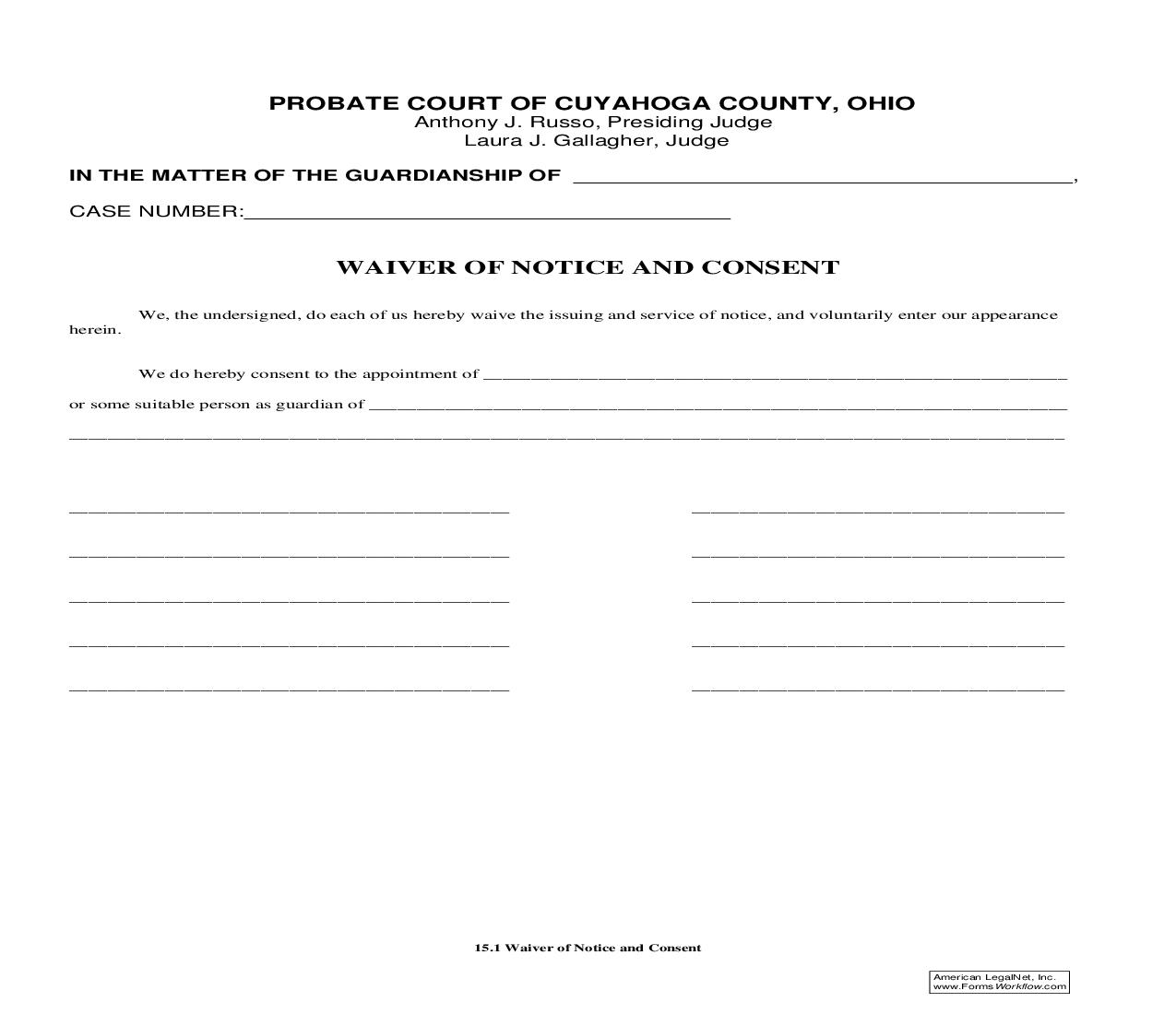 Waiver Of Notice And Consent {15.1} | Pdf Fpdf Doc Docx | Ohio