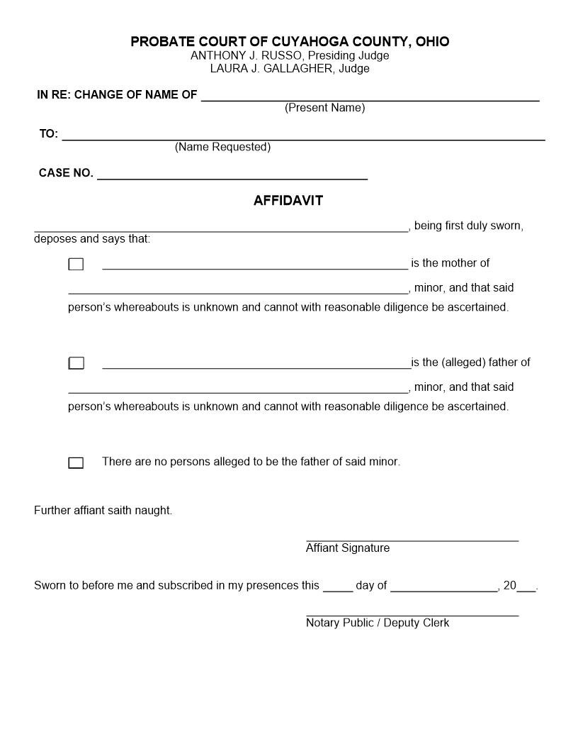 Affidavit | Pdf Fpdf Doc Docx | Ohio