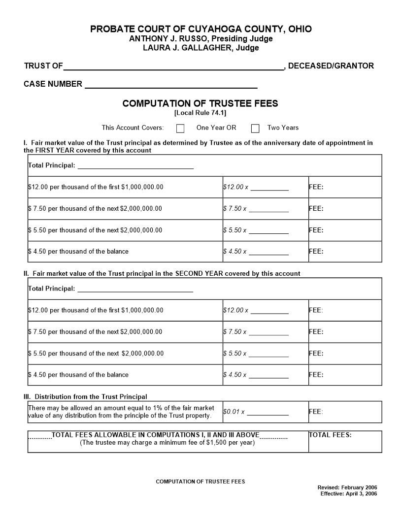 Computation Of Trustee Fees | Pdf Fpdf Docx | Ohio