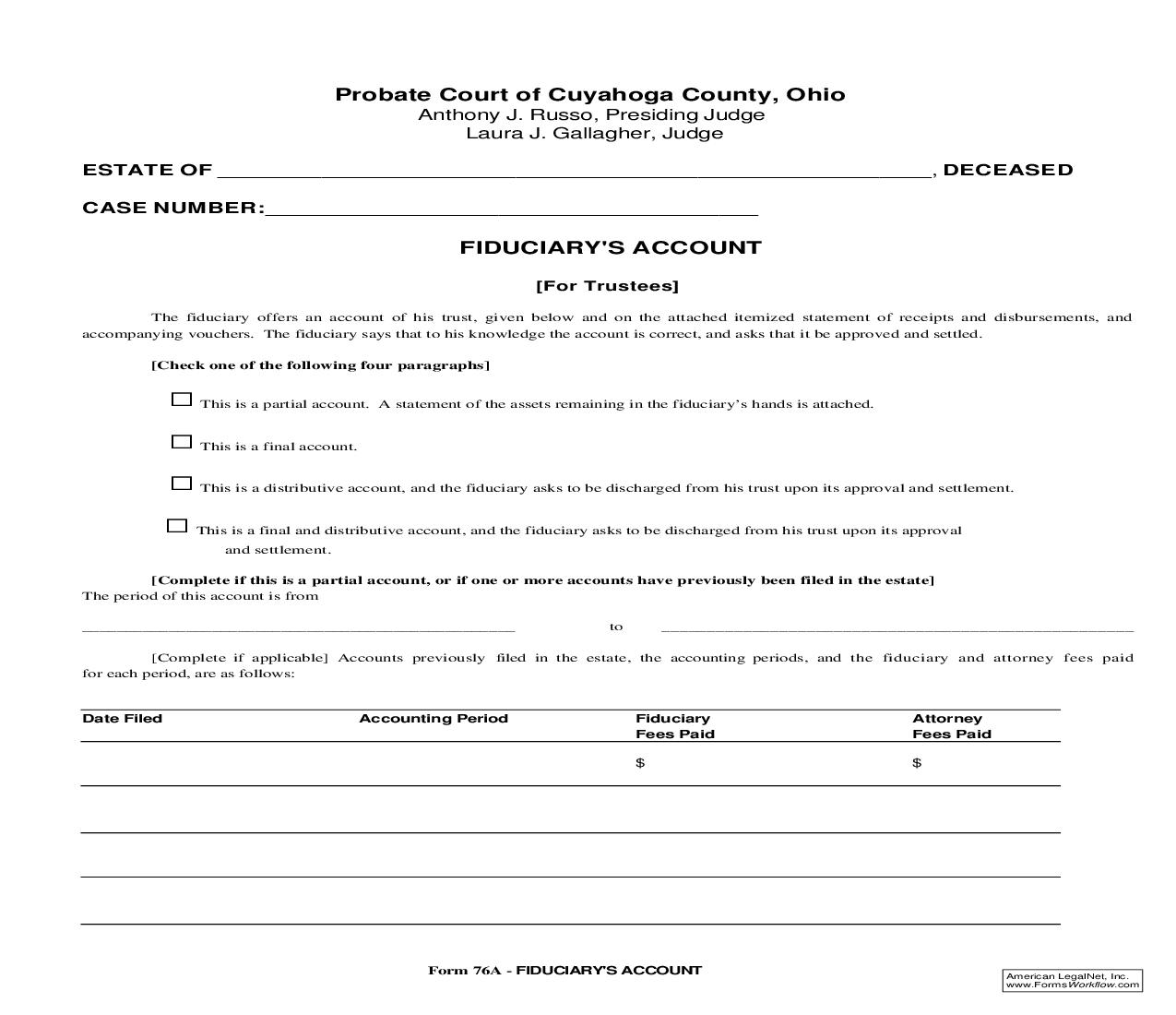 Fiduciarys Account {76A} | Pdf Fpdf Doc Docx | Ohio