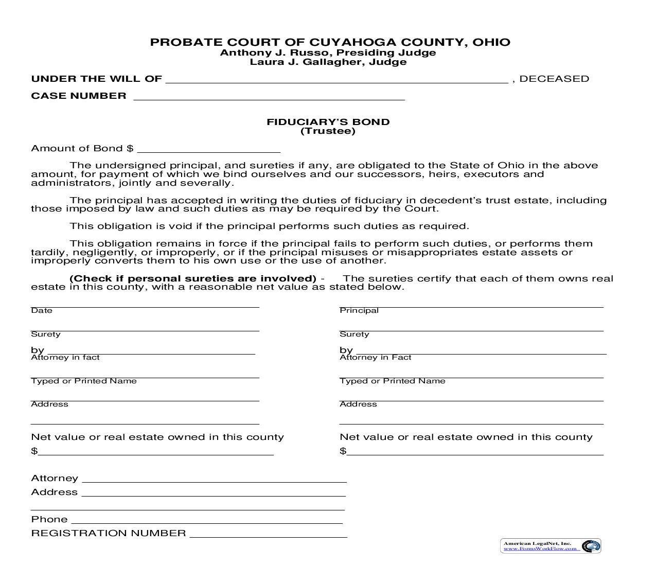 Fiduciarys Bond Trustee {124} | Pdf Fpdf Doc Docx | Ohio