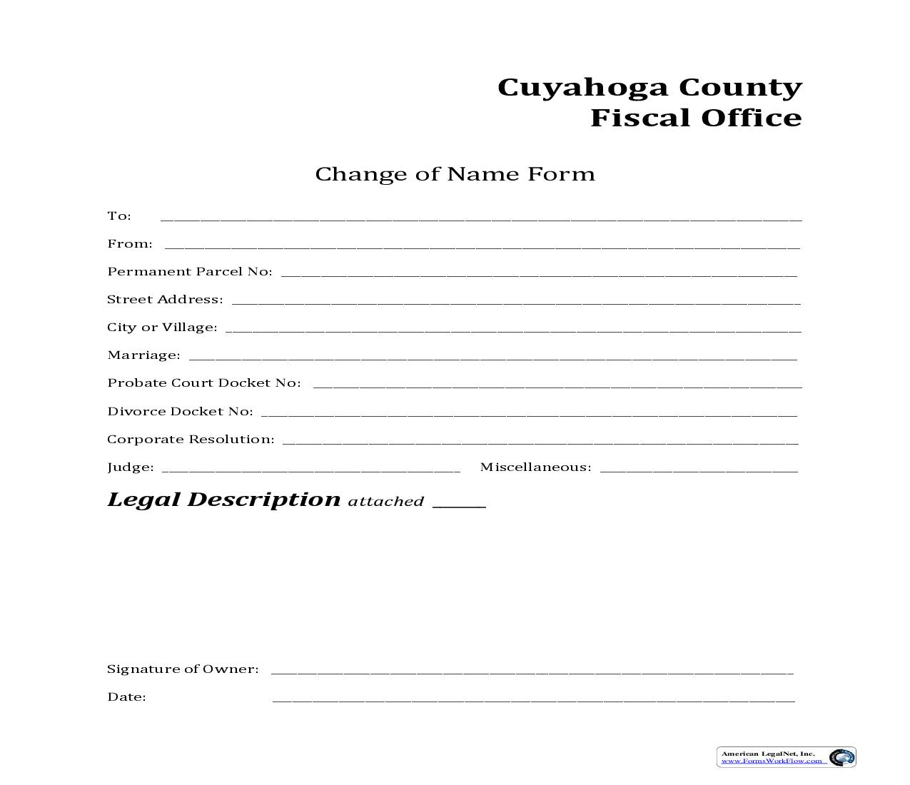 Change Of Name Form | Pdf Fpdf Doc Docx | Ohio