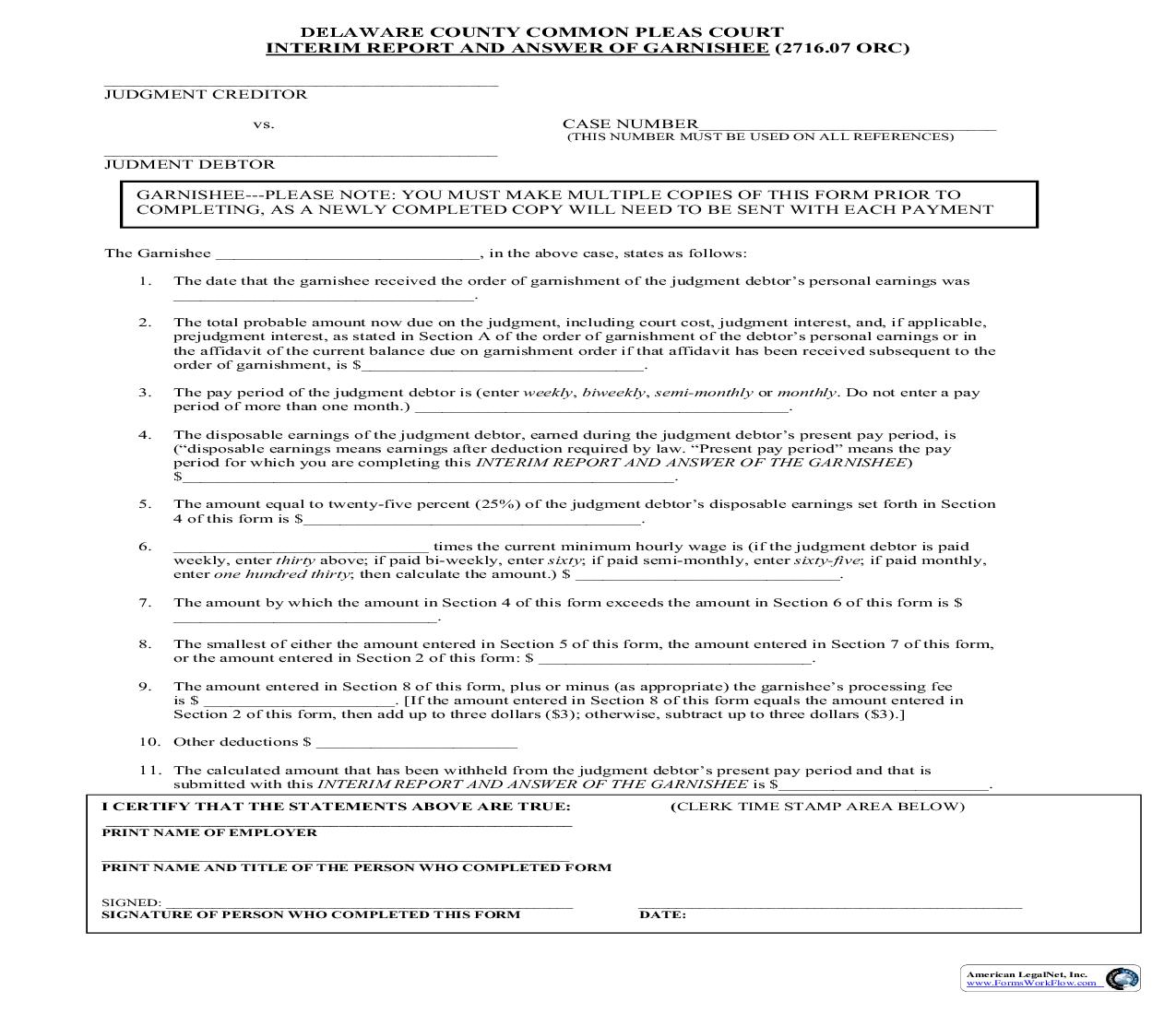 Interm Report And Answer Of Garnishee | Pdf Fpdf Doc Docx | Ohio