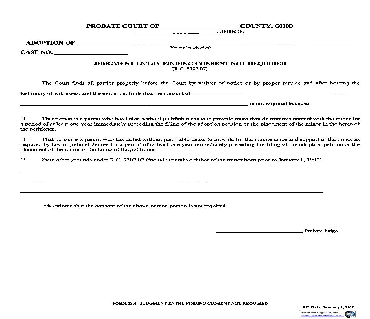Judgment Entry Finding Consent Not Required {18.4} | Pdf Fpdf Doc Docx | Ohio