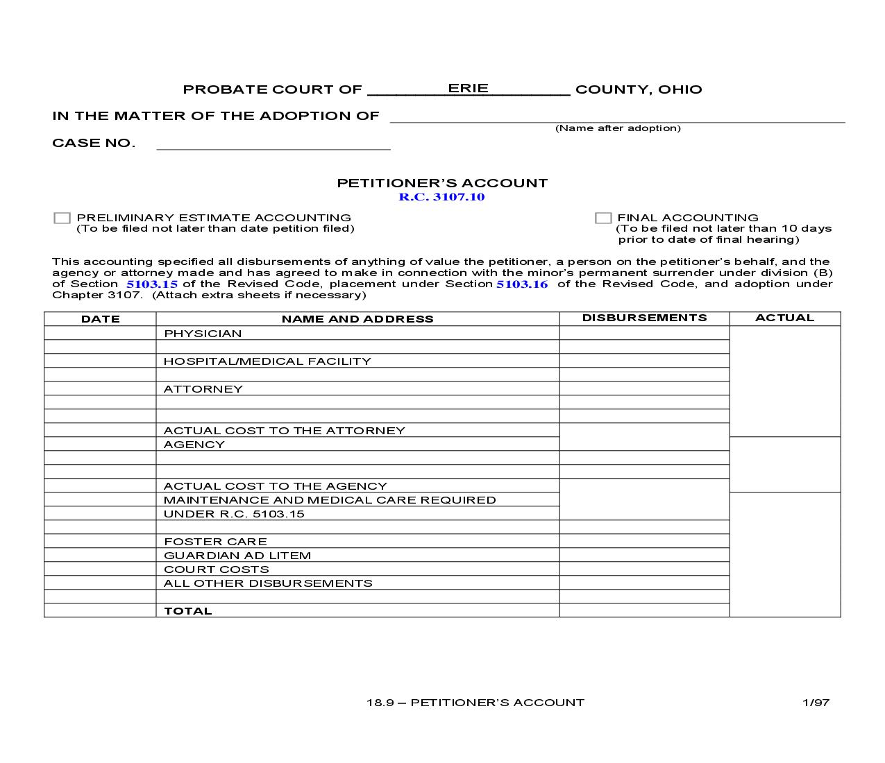 Petitioners Account {18.9} | Pdf Fpdf Doc Docx | Ohio