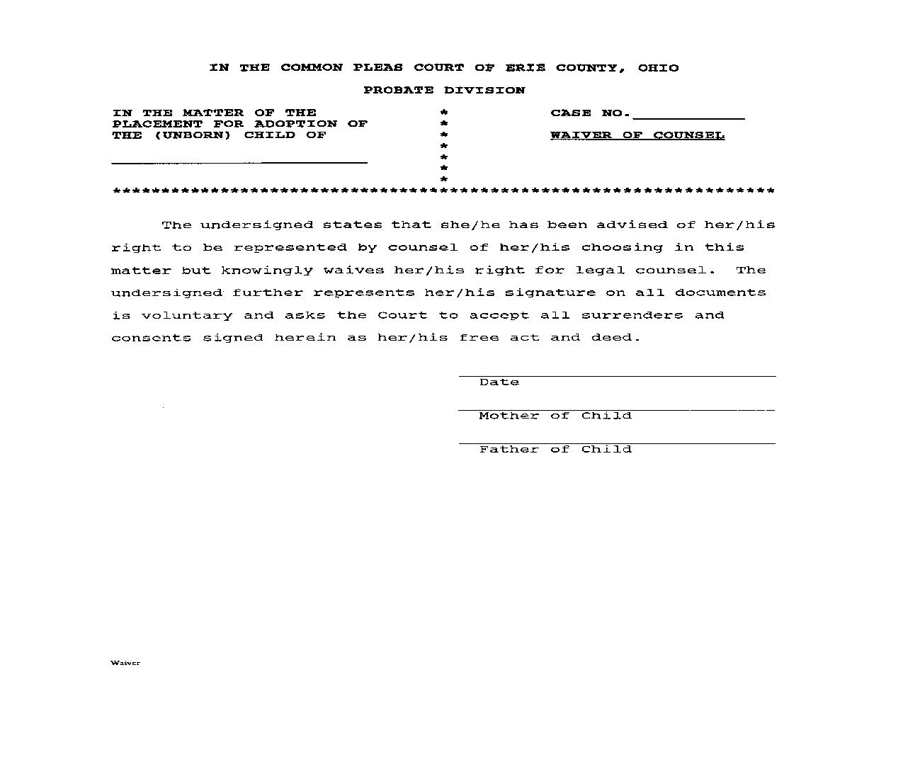 Waiver Of Counsel | Pdf Fpdf Doc Docx | Ohio