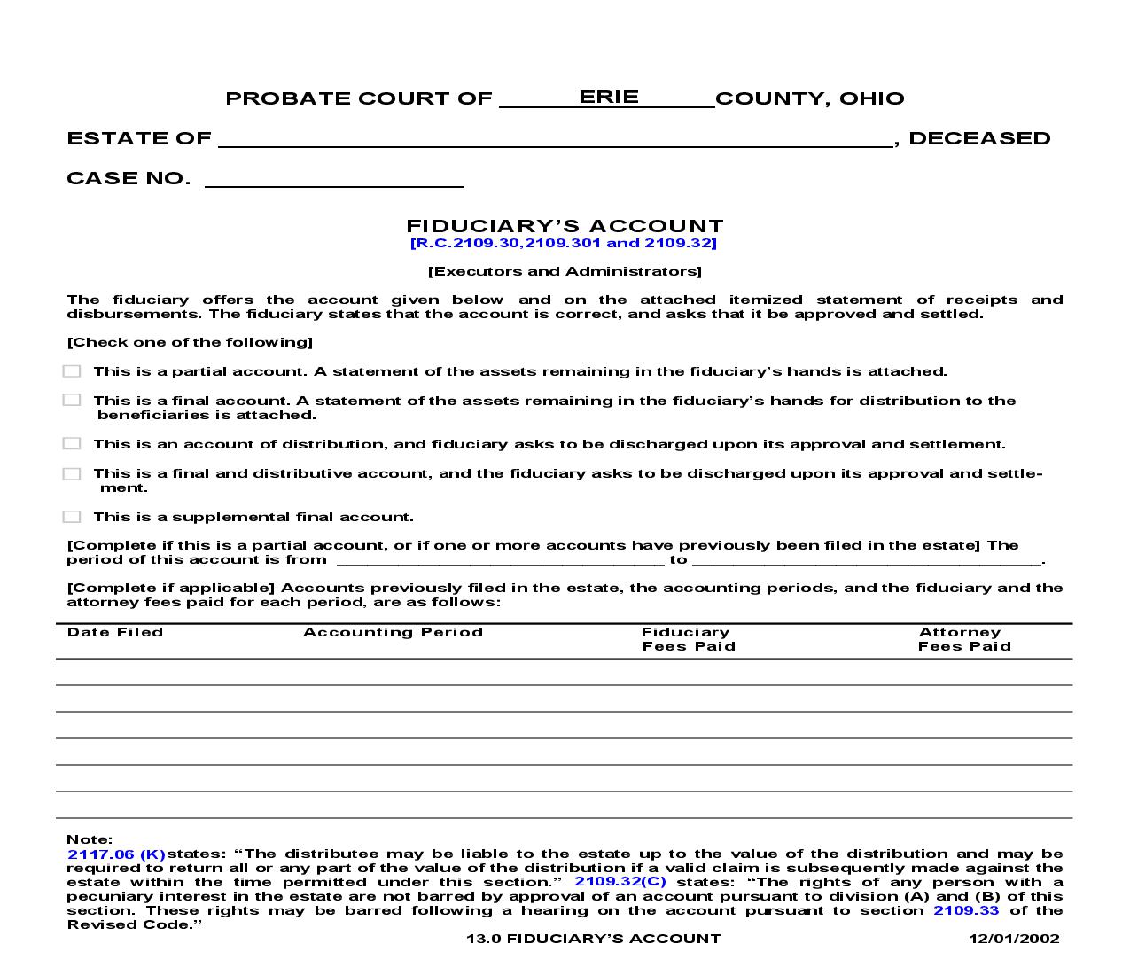 Fiduciarys Account {13.0} | Pdf Fpdf Doc Docx | Ohio