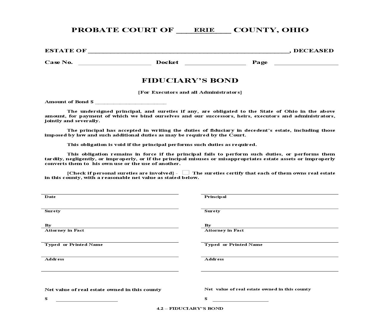 Fiduciarys Bond {4.2} | Pdf Fpdf Doc Docx | Ohio