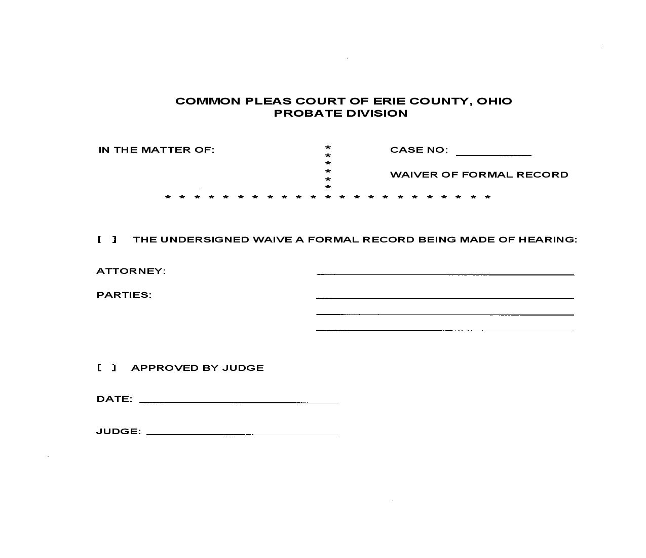 Waiver Of Formal Record | Pdf Fpdf Doc Docx | Ohio