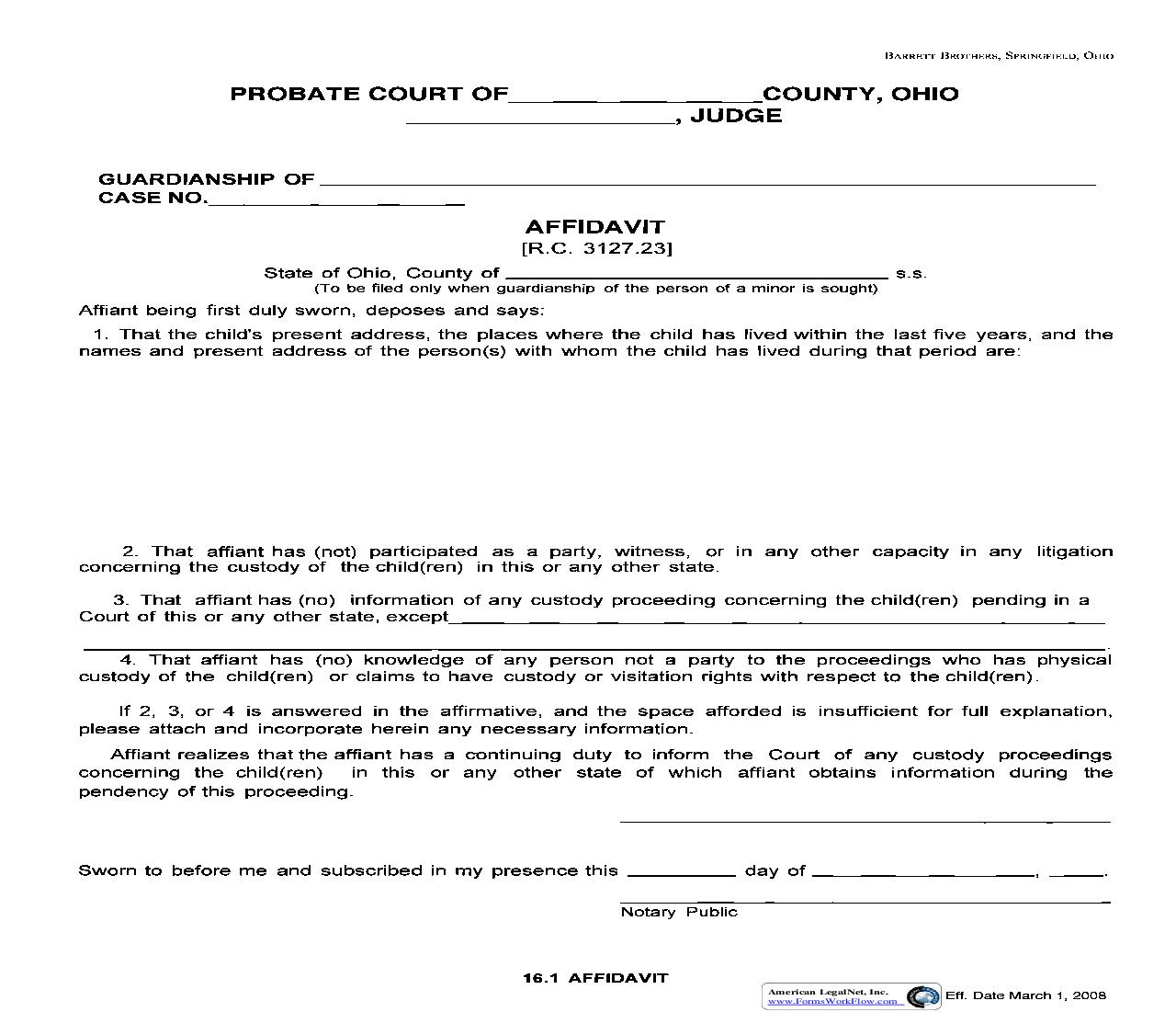Affidavit {16.1} | Pdf Fpdf Doc Docx | Ohio