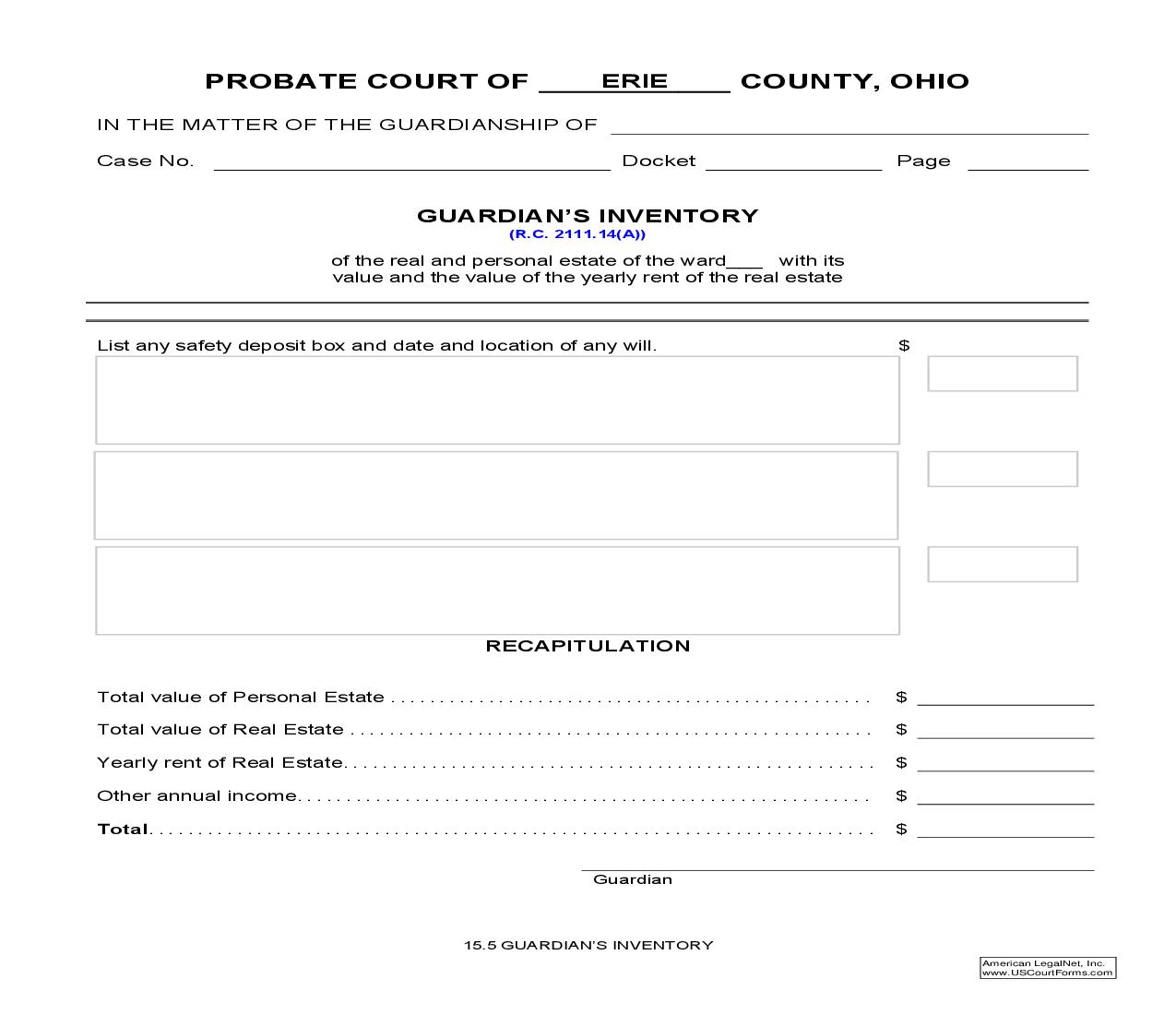 Guardians Inventory {15.5} | Pdf Fpdf Doc Docx | Ohio