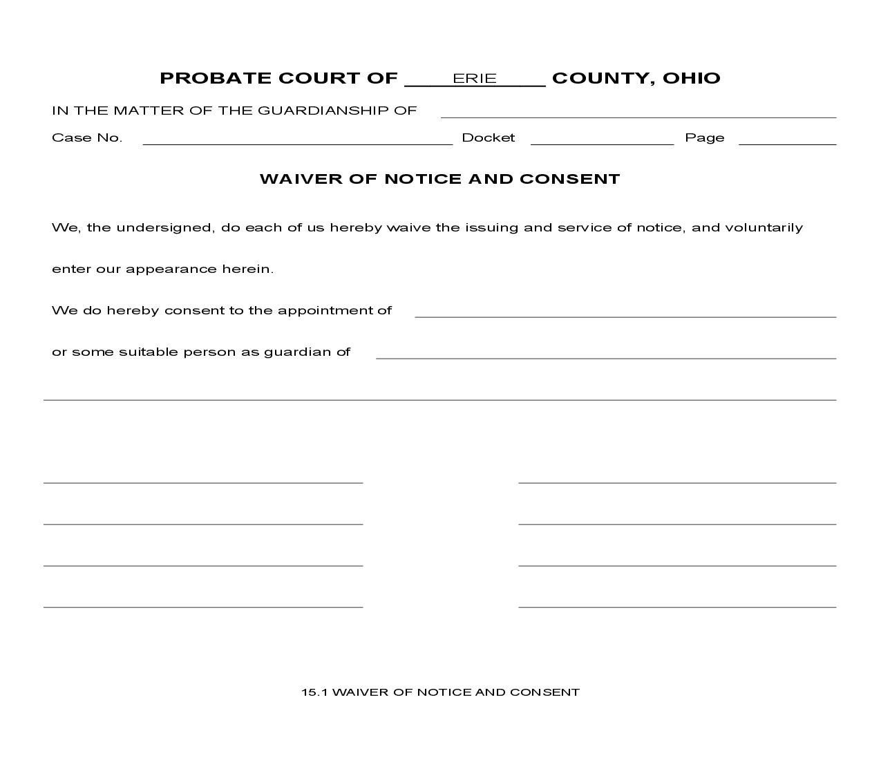 Waiver Of Notice And Consent {15.1} | Pdf Fpdf Doc Docx | Ohio