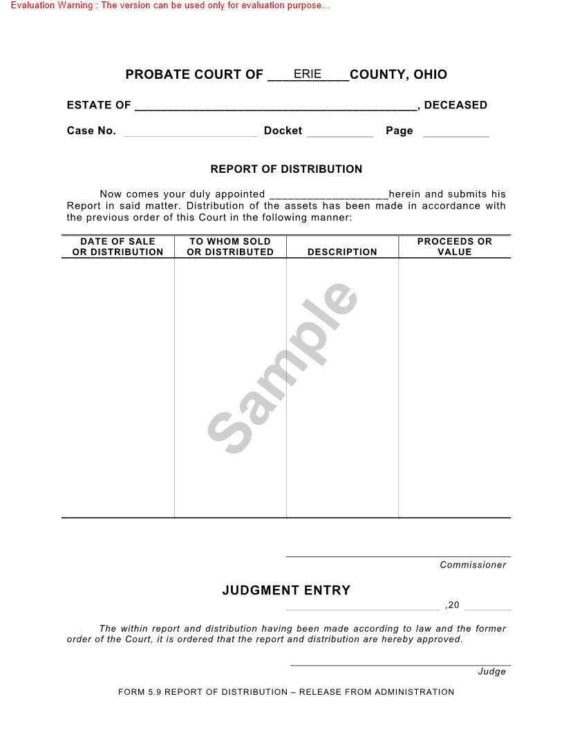Report Of Distribution {5.9} | Pdf Fpdf Doc Docx | Ohio