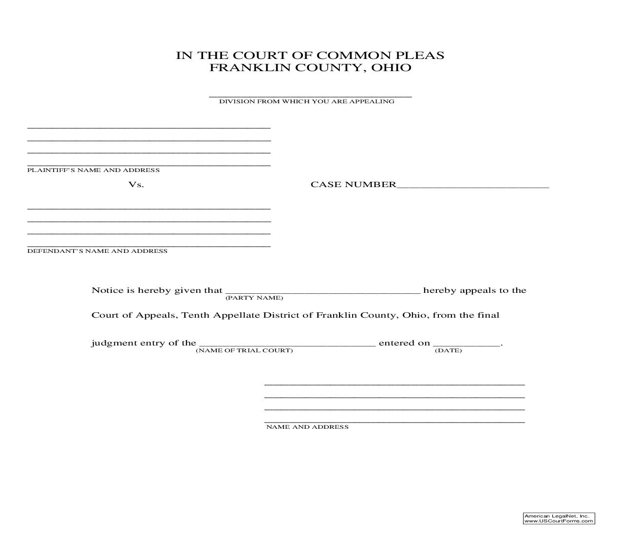Notice Of Appeal | Pdf Fpdf Doc Docx | Ohio