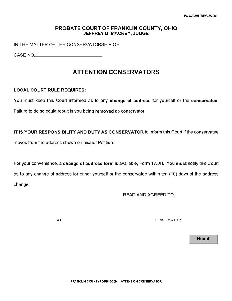 Attention Conservators {20.0H} | Pdf Fpdf Doc Docx | Ohio