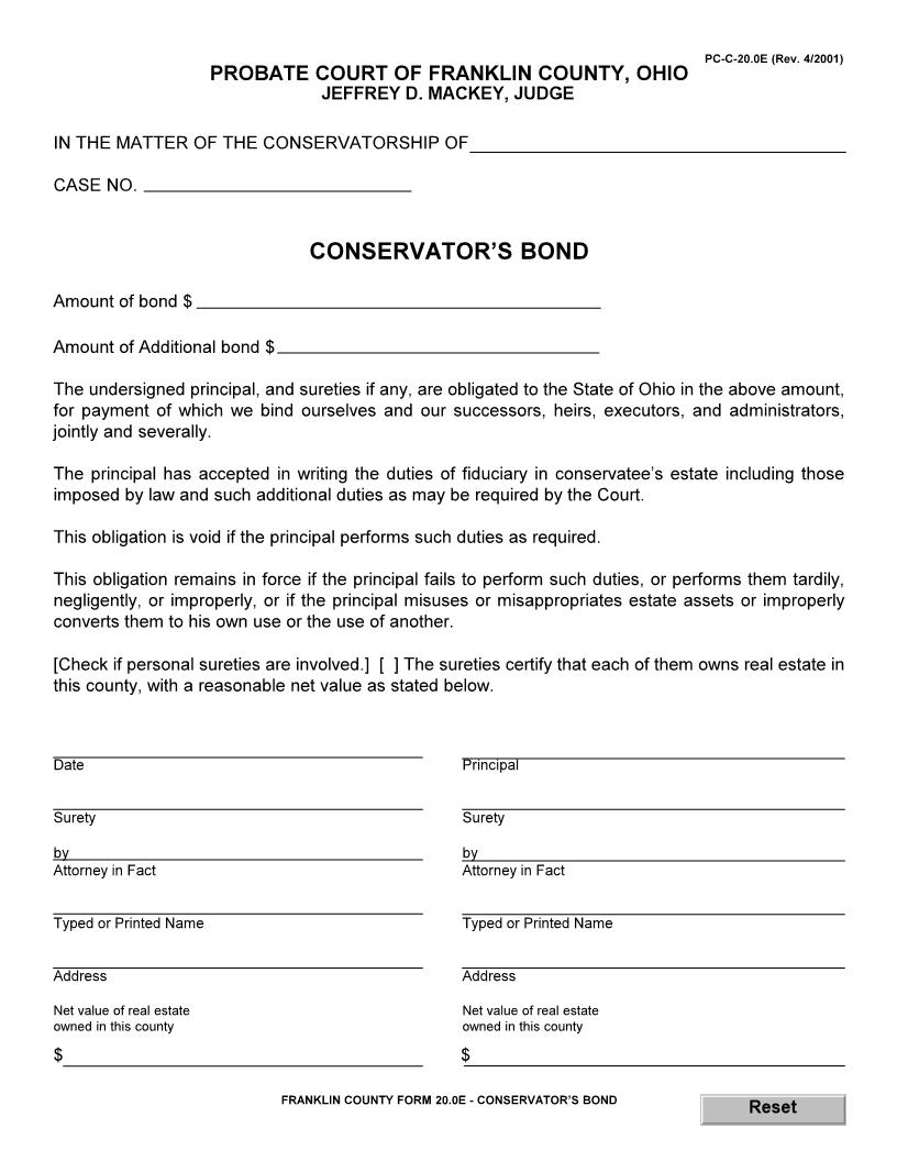 Conservators Bond {20.0E} | Pdf Fpdf Doc Docx | Ohio