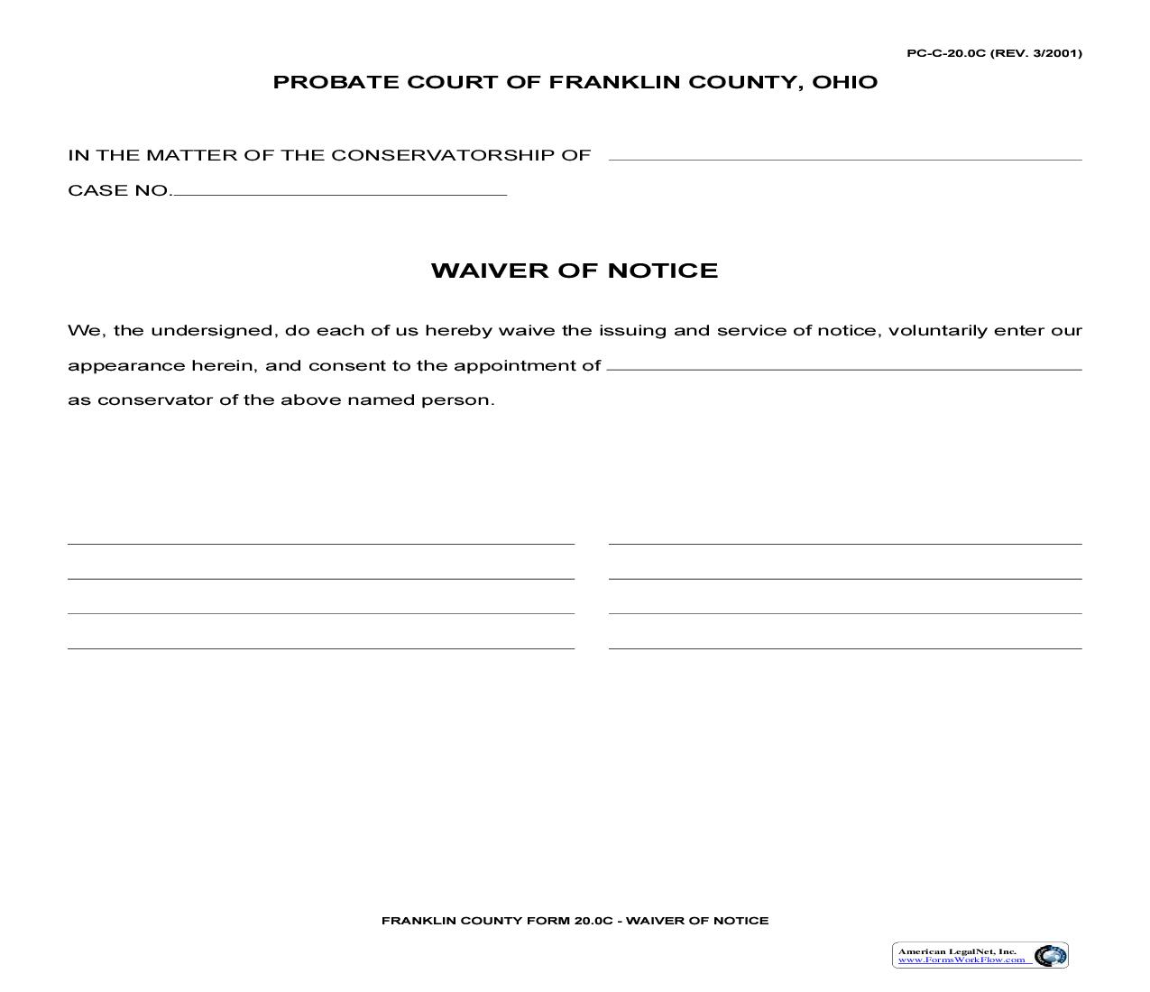 Waiver Of Notice {20.0C} |  | Ohio