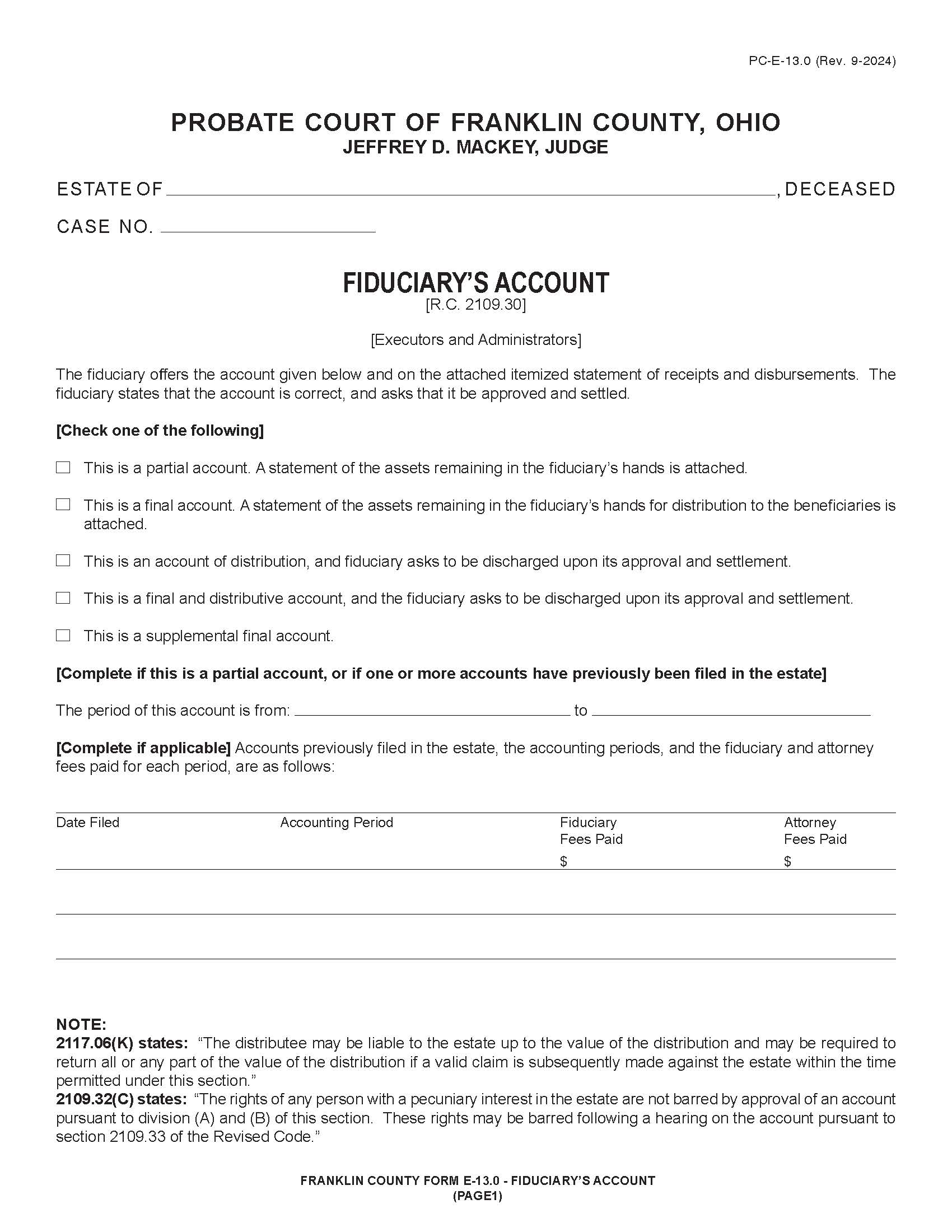 Fiduciarys Account {13.0} | Pdf Fpdf Doc Docx | Ohio